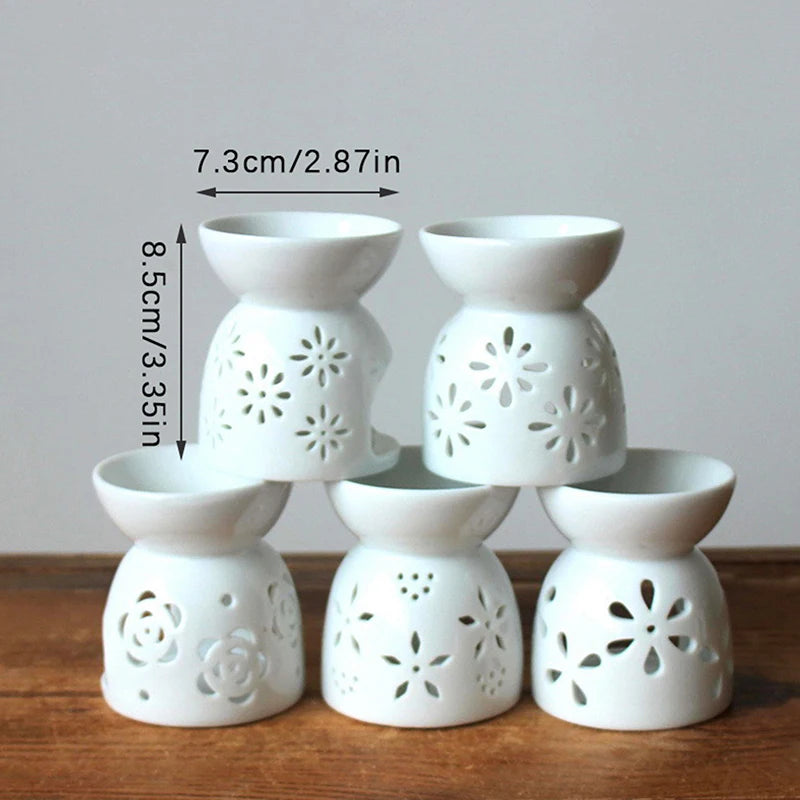 Ceramic Crafts Aroma Burner Handmade Hollow Flower Pattern Essential Oil Burner Candle Lamp Many Style HomeOffice Crafts Decor