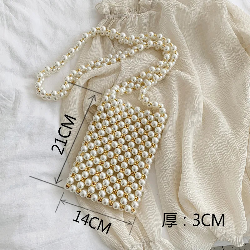 Mini Pearl Bag Handmade Vintage EVA Beaded Fashion Banquet Party Shoulder Bag Female 2024 Wedding Bags Luxury Women's Coin Purse