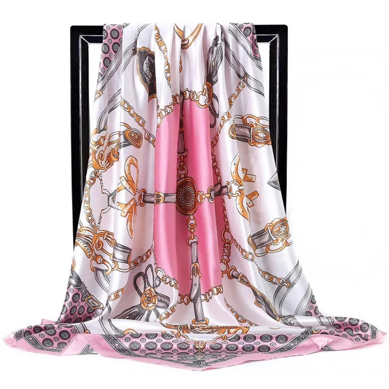 Print Headcloth Fashion Flower Square Shawls Popular 90X90CM Bandannas Four Seasons Kerchief Luxury Sunscreen Silk Scarves