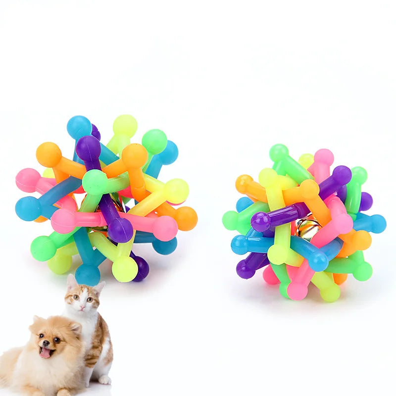 New Pet Toys Lovely Colorful Bell Woven Dog Toy Ball Bite Resistant Fun and Relaxing for Dogs and Cats Pet Supplies Accessories