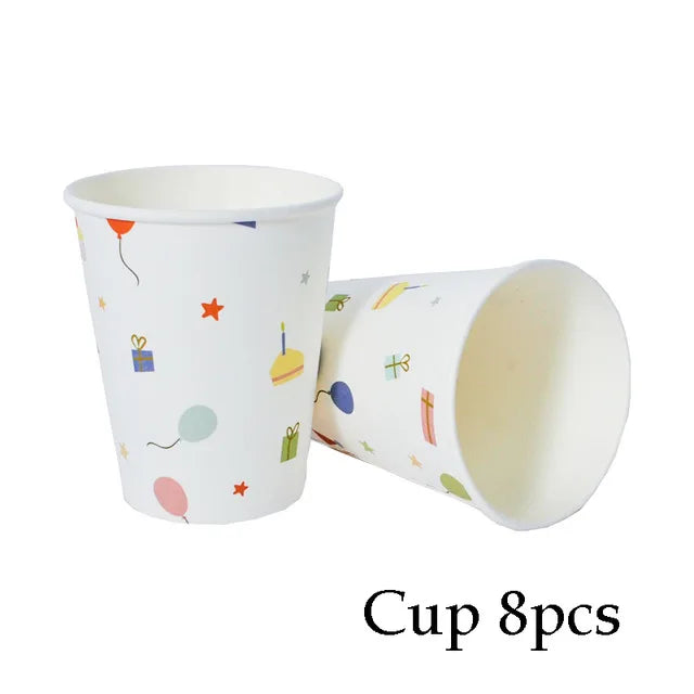 Cartoon Disposable Tableware Theme Party Paper Plate Kids Birthday Baby Shower Party Decorations Festival Tableware Supplies