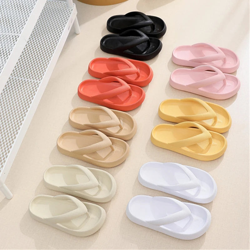 Rimocy Pink EVA Thick Platform Flip Flops Women Summer Non-Slip Soft Sole Slippers Woman 2023 Home Bathroom Cloud Slides Couple