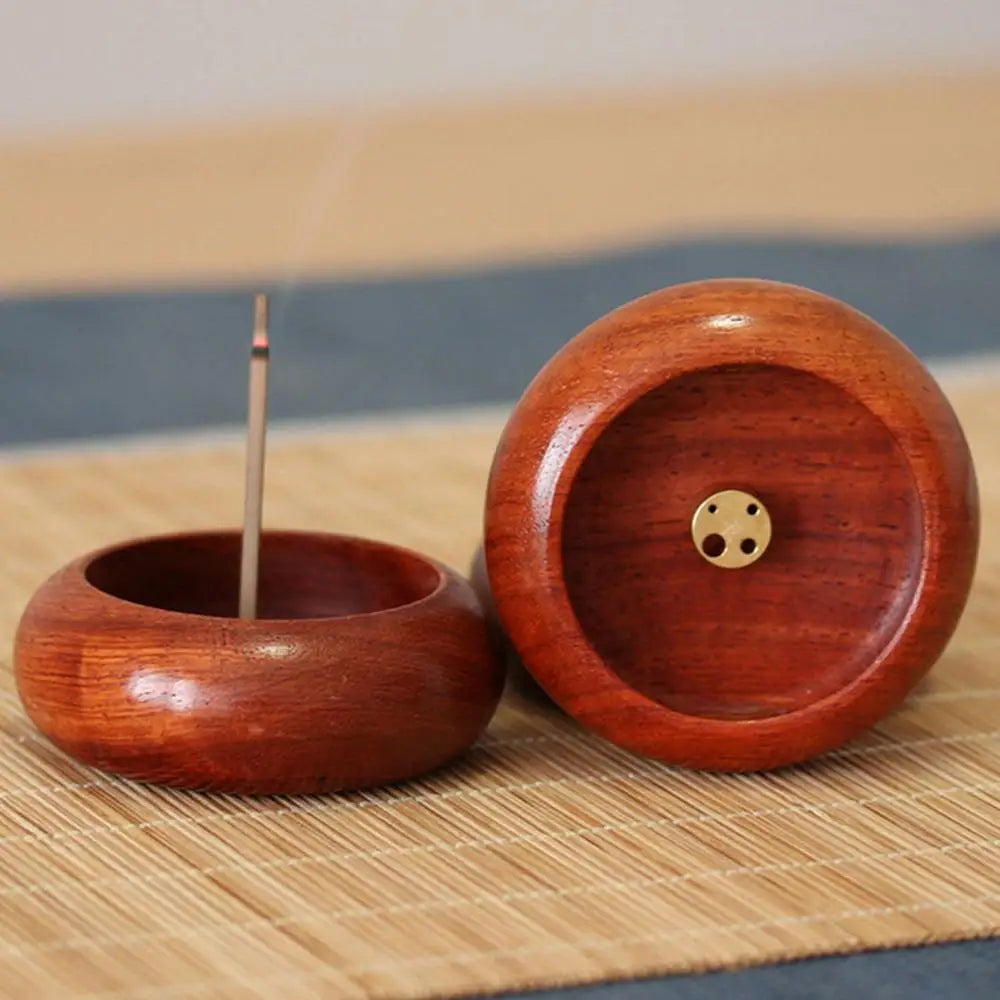 Holes Rosewood Incense Burner Stick Holder Bowl Shape Censer Home Decoration