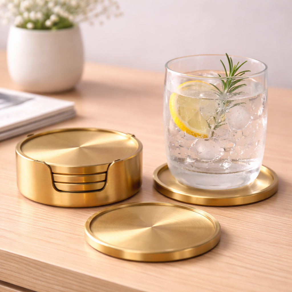 Urban Minimalism Brass Coasters