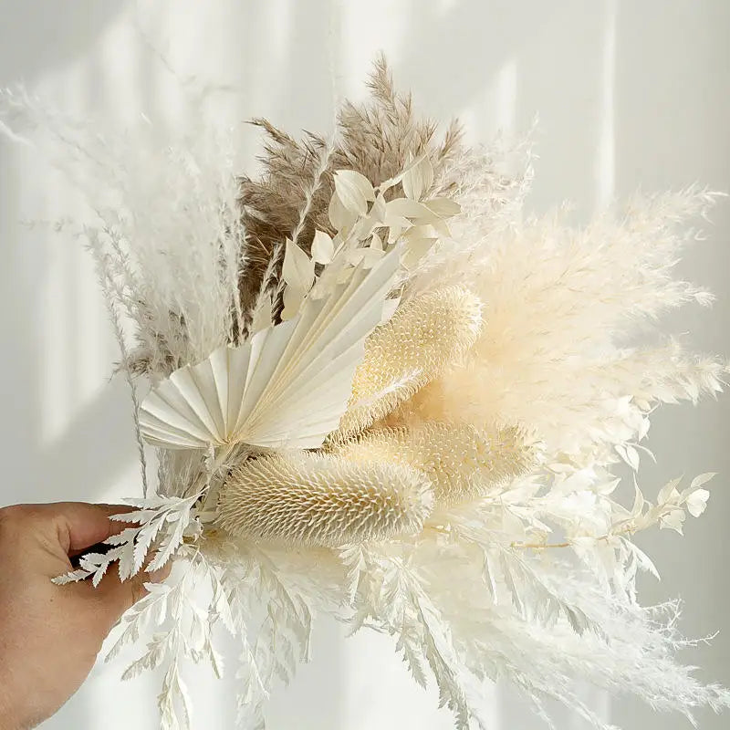 Dried Pampas Grass Decoration,45 Pieces Brown Dry Flowers Set for Living Room,Vase Arrangement,Wedding Bouquet Floral Home Decor