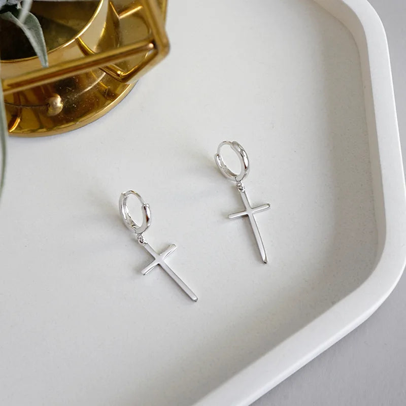 New Arrival 925 Sterling Silver Earrings Cross Stud Earrings For Women Birthday Gift  Earings Fashion Jewelry