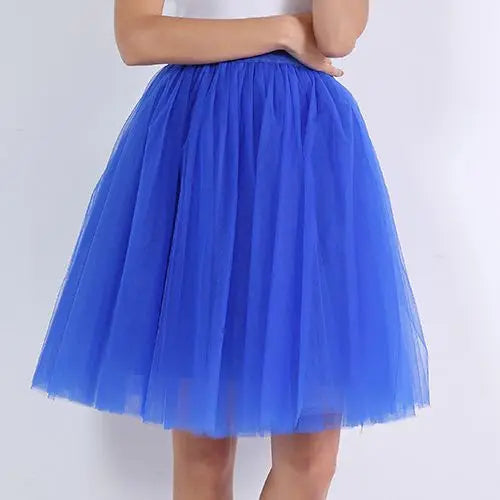 Quality 5 Layers Fashion Tulle Skirt Pleated Skirts Womens Lolita Petticoat Bridesmaids Midi Skirt