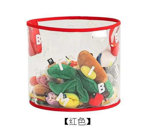 Ins PVC Thickened Toy Storage Basket Pet Supplies Storage Bag Snacks Toys Sundries Portable Storage Box Pets Cat Toys Storage