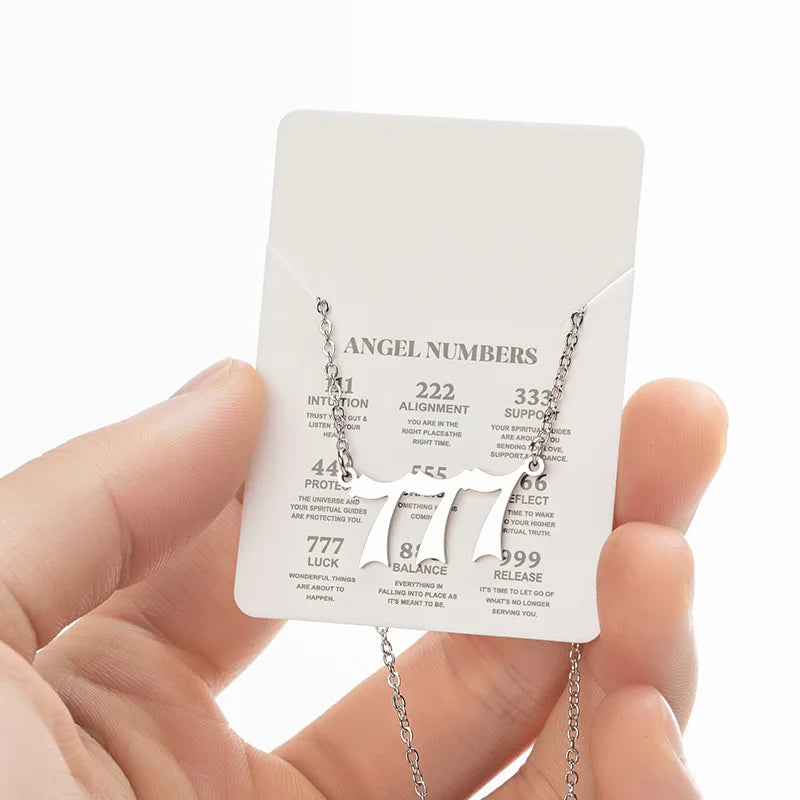 Stainless Steel Angel Number Lucky Numbers Necklaces 111 222 333 444 555 777 888 999 666 000 Pendant Necklace Charms Jewelry