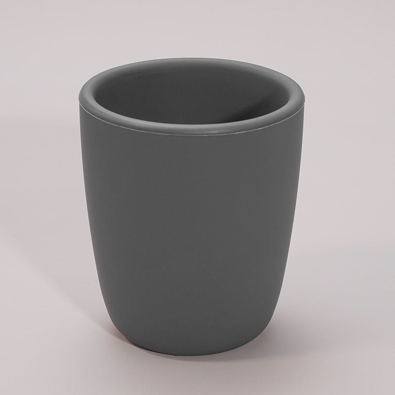 Portable Pure Color Baby Snack Cup Anti Scalding Food Grade Silicone Water Cup Learn To Drink Cup For Children