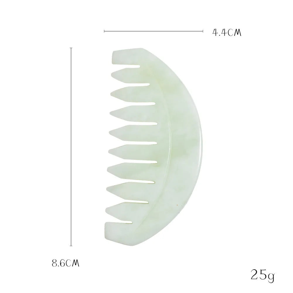 Jade Massage Comb Head Massager Hair Brush Gua Sha Board Stone Body Massage Brush Scalp Massager Meridian Comb Head Beauty Tool