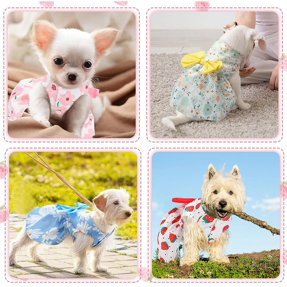 Dress for Dogs Spring Summer Puppy Dresses Sweet Pet Clothing Bichon Yorkshire Cute Printed Dog Cat Thin Skirt