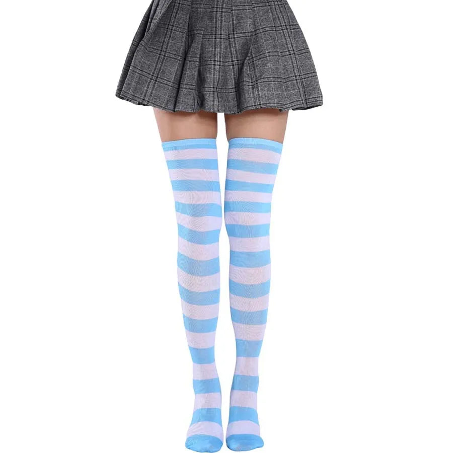 JK Woman Cosplay Stockings Orange Black Strips Lolita Long Socks Over Knee Thigh High Socks Women Compression Socks