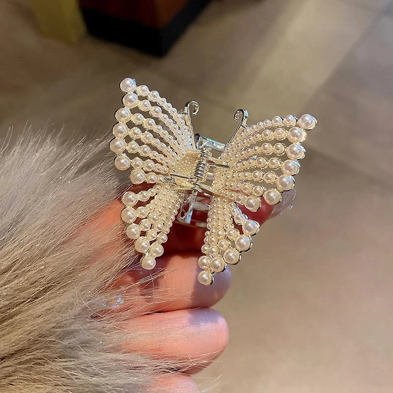 2022 New Butterfly Pearl Tassel Hairpin Korean Simple Side Clip Liu Haibian Clip Shark Hairpin Hair Accessories Women