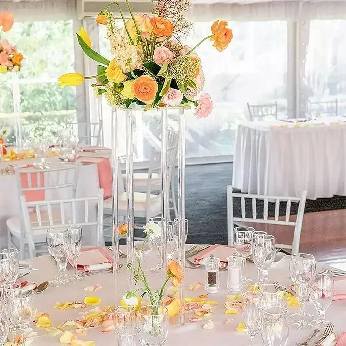 Acrylic Clear Vases for Wedding Centerpieces,, Engagement Home Party Table Decor Centerpiece , Rectangular Acrylic Flower Stand