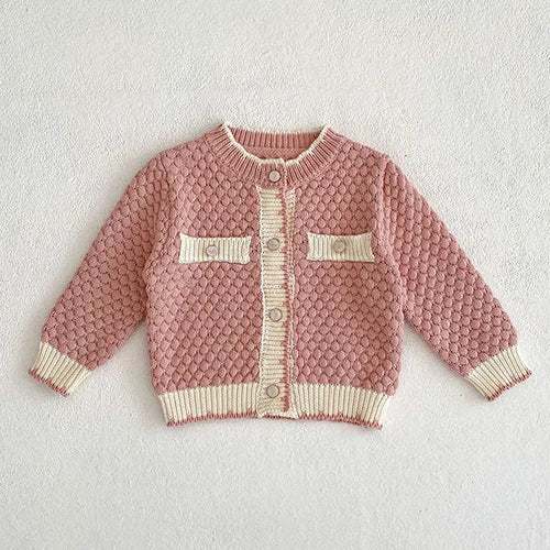 Autumn Spring Newborn Baby Girls Knitting Clothing Set Plaid Long Sleeve  Cardigan Coat+Sleeveless Rompers Children Clothes Suit