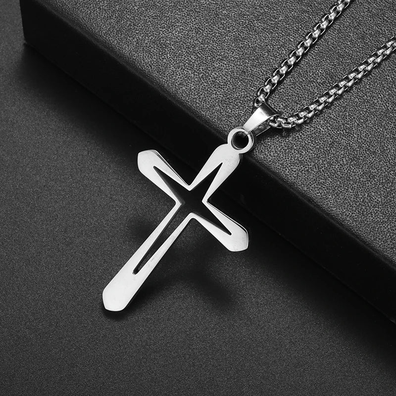 Orthodox Cross Stainless Steel Pendant Christian Eternal Church Inspirational Nika Necklace Men Women Fashion Jewelry Gift