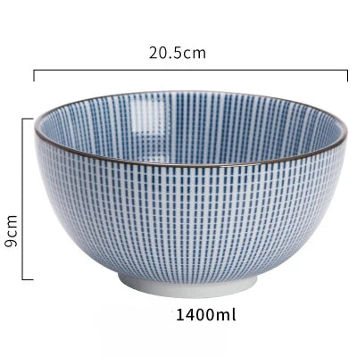 Japanese Classical Ceramic Bowls Tableware Kitchen Soup Noodle Rice Bowl Big Ramen Bowl  Spoon and Teacup