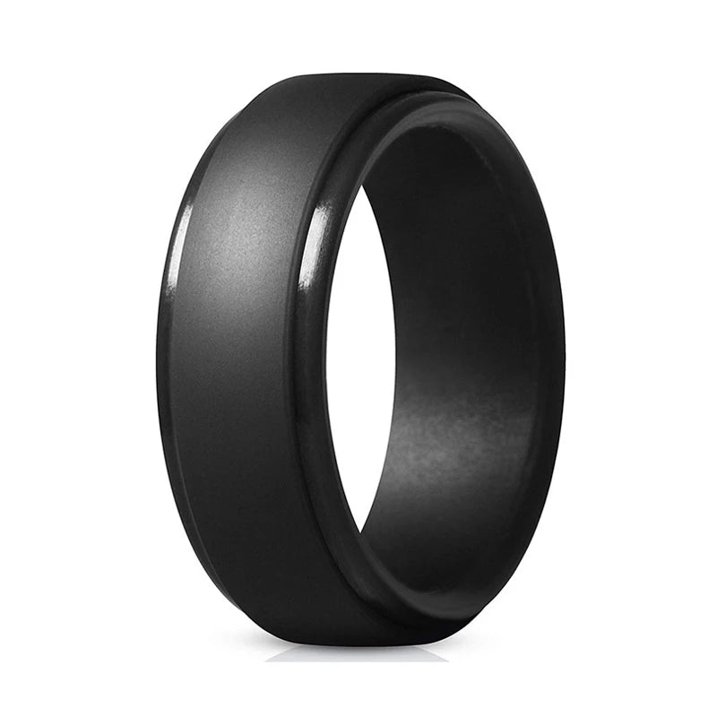 Men&Women New Men Silicone Rings 7-12 Size Hypoallergenic Flexible Men Wedding Rubber Bands 8mm Food Grade Silicone Finger Ring