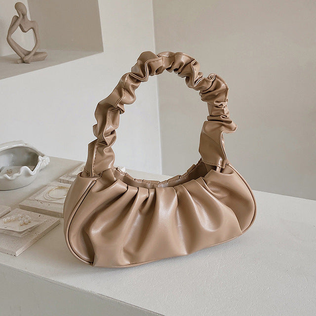 2022 Summer Pleated Handlebags For Women PU Cloud Bags Leisure Armpit Bag Shopping Shoulder Bags Dumpling Handbag Female
