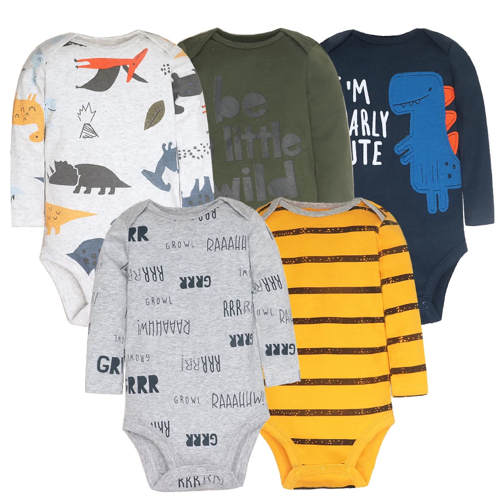 Baby Girl Jumpsuit 2024 Unisex 5-pack Cotton Newborn Baby Bodysuits Baby Boy Clothes Cartoon Infantil Clothing