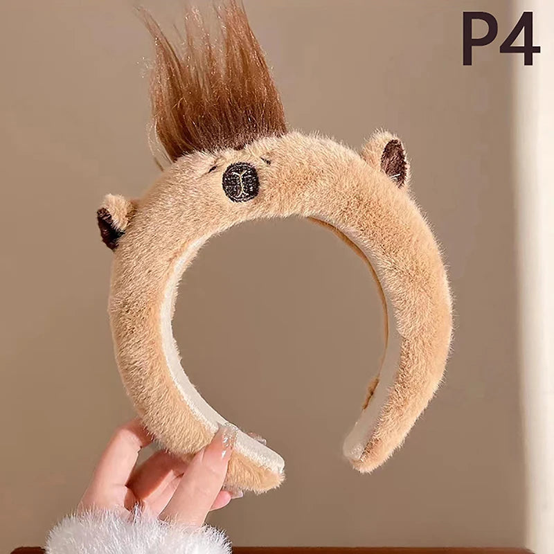 Capybara Kids Plush Headband Cartoon Anime Doll Hair Band Wash Face Bundle Hair Band Autumn/winter Headwear Girl Gift