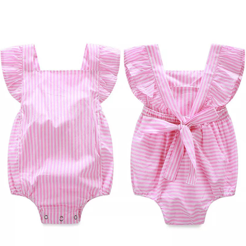 Pink Princess Toddler Infant Newborn Baby Girl Clothes Romper Jumpsuit Striped Outfits Sunsuit 0-18M