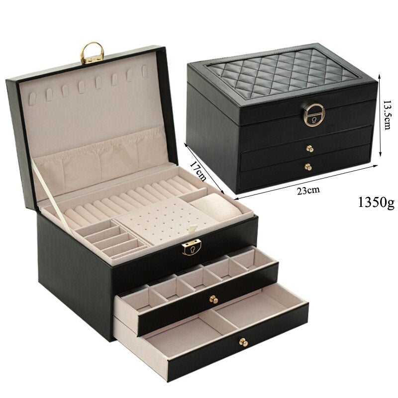 Size S/M/L Jewelry Organizer Display Travel Jewellery Case Boxes Travel Portable Jewelry Box PU Storage Organizer Earring Holder