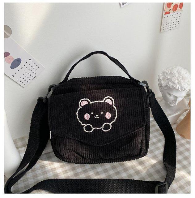 Hot Women Canvas Zipper Bag Preppy Style Student Tote Shoulder Messenger Bag Small Corduroy Bag Satchel Travel Purse Handbag