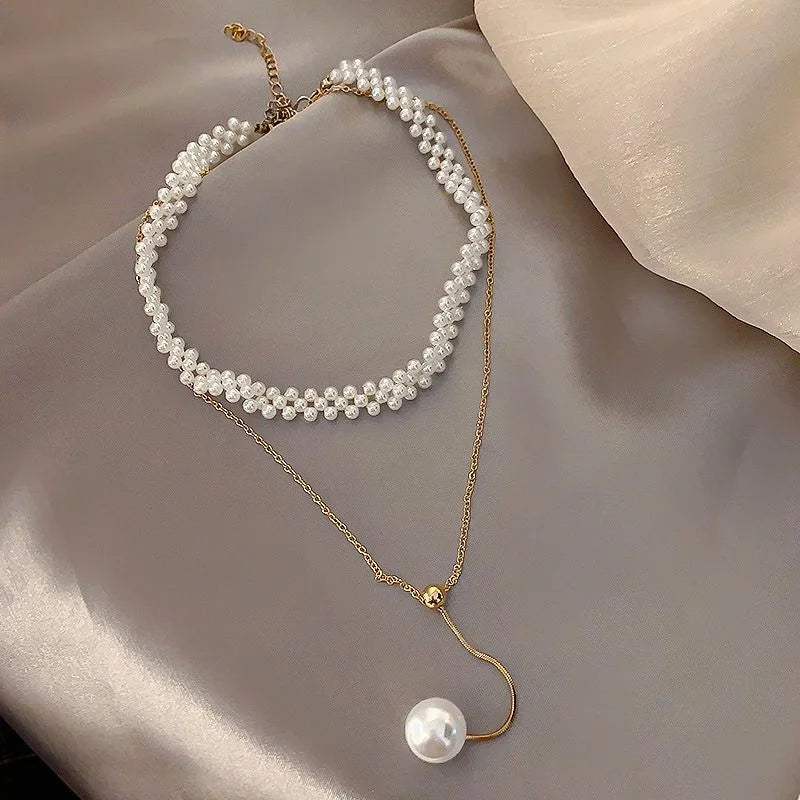 Baroque Pearl Necklace for Women Simple Fashion Collarbone Chain White Choker Necklaces Designer Wedding Jewelry Wholesale