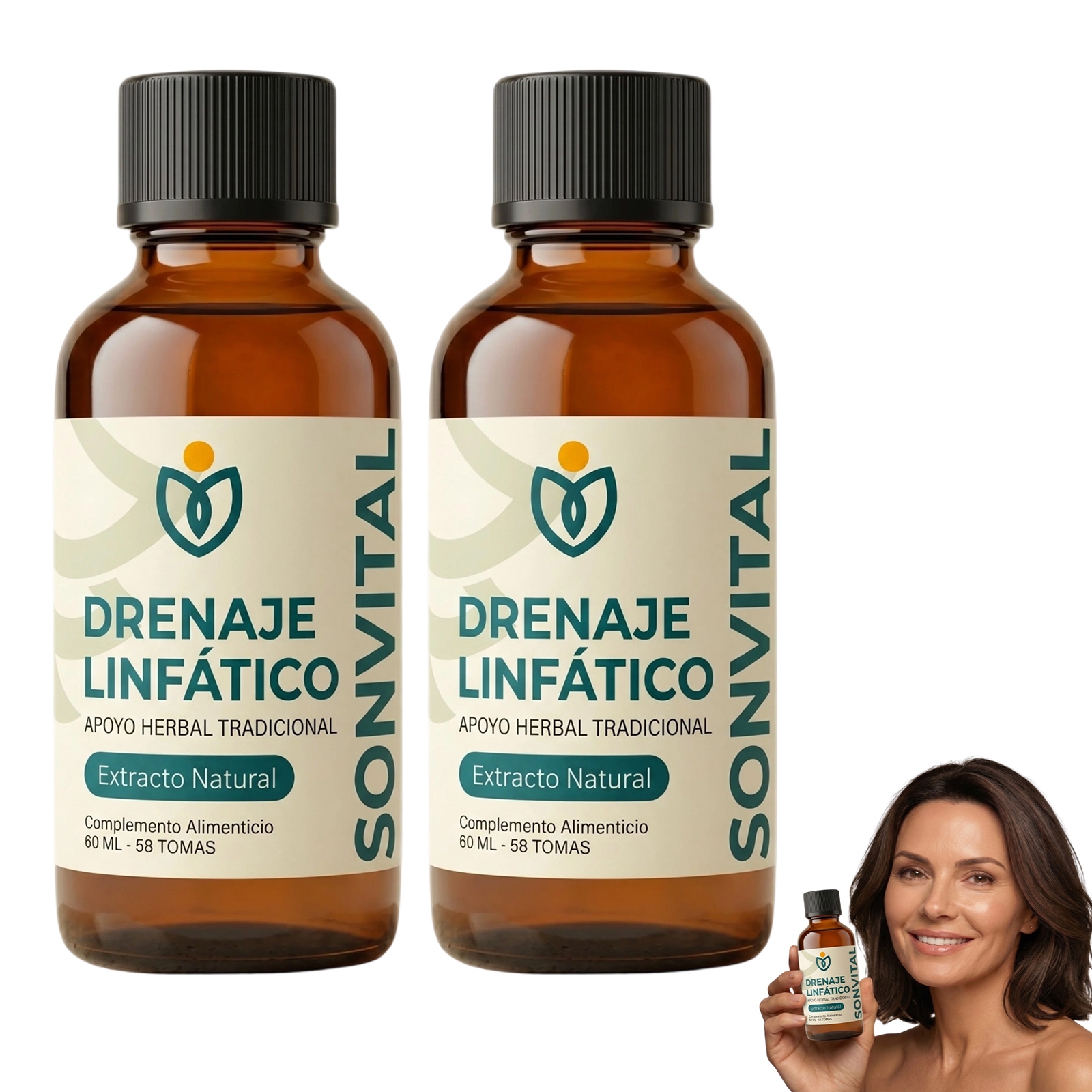 Sonvital Drenaje Linfático Gotas - 60ml Gotas de Drenaje Linfatico para Piernas y Abdomen, Naturales a Base de Hierbas, Sin gluten, para hombres y mujeres