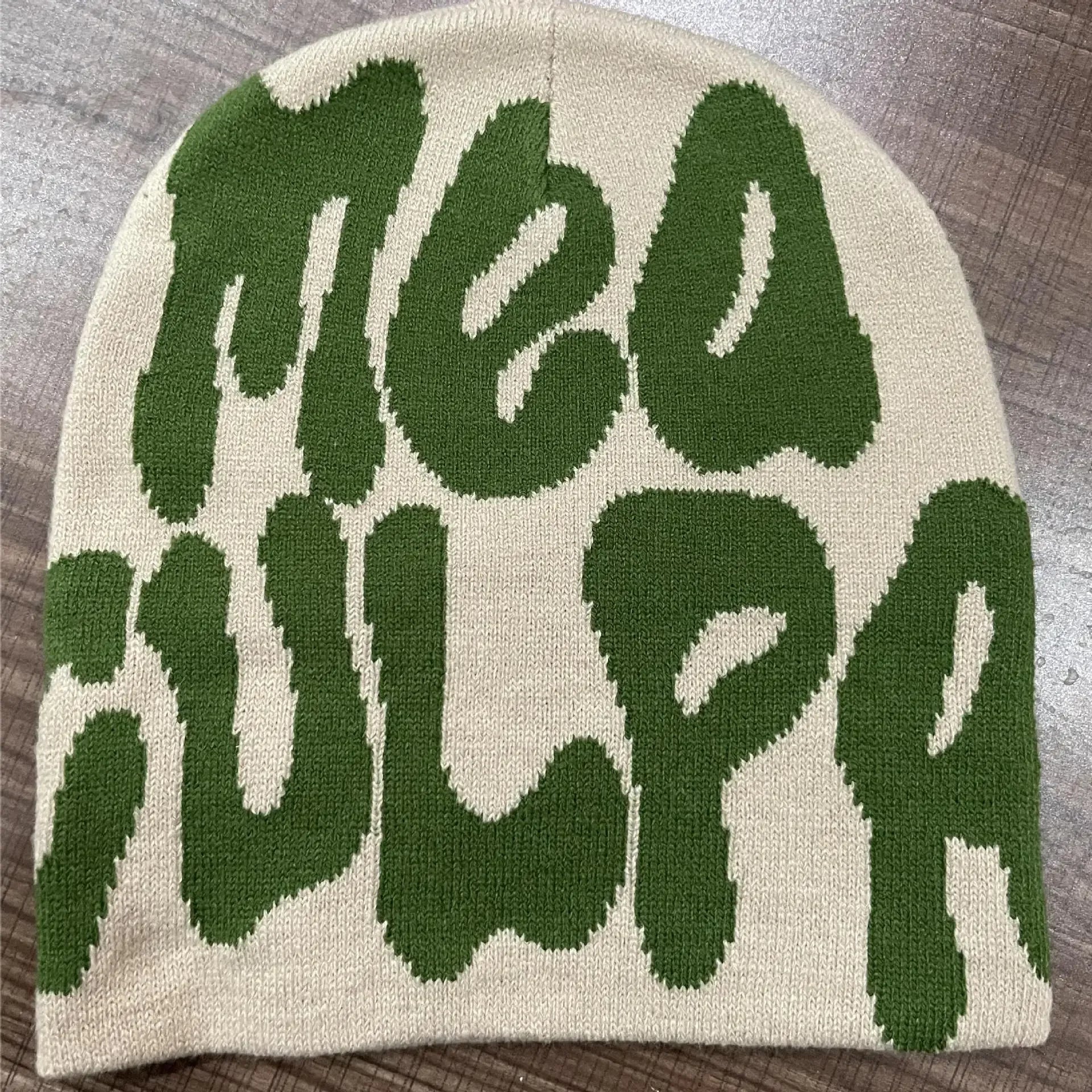 Mea Culpa One Size Fun Day Beanie Hat Pink Gray Green Yellow Black One Size Acrylic Hat