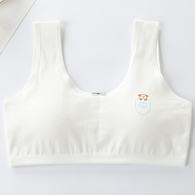 Underwear female primary school students growth period small vest pure cotton girls junior high school anti-bulge bra