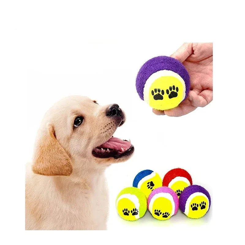 Dog Training Mini Micro Elastic Throwing Tennis Ball Cute Footprint Puppy Cat Chew Safe Balls Soft Small Pets Teething Toys