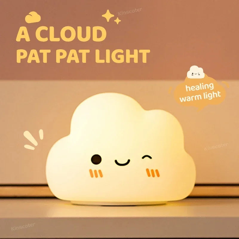 Cloud Night Light for Kids, Adorable Touch Night Lamp Silicone Dimmable LED Rechargeable Bedside Night Lights for Bedrooms