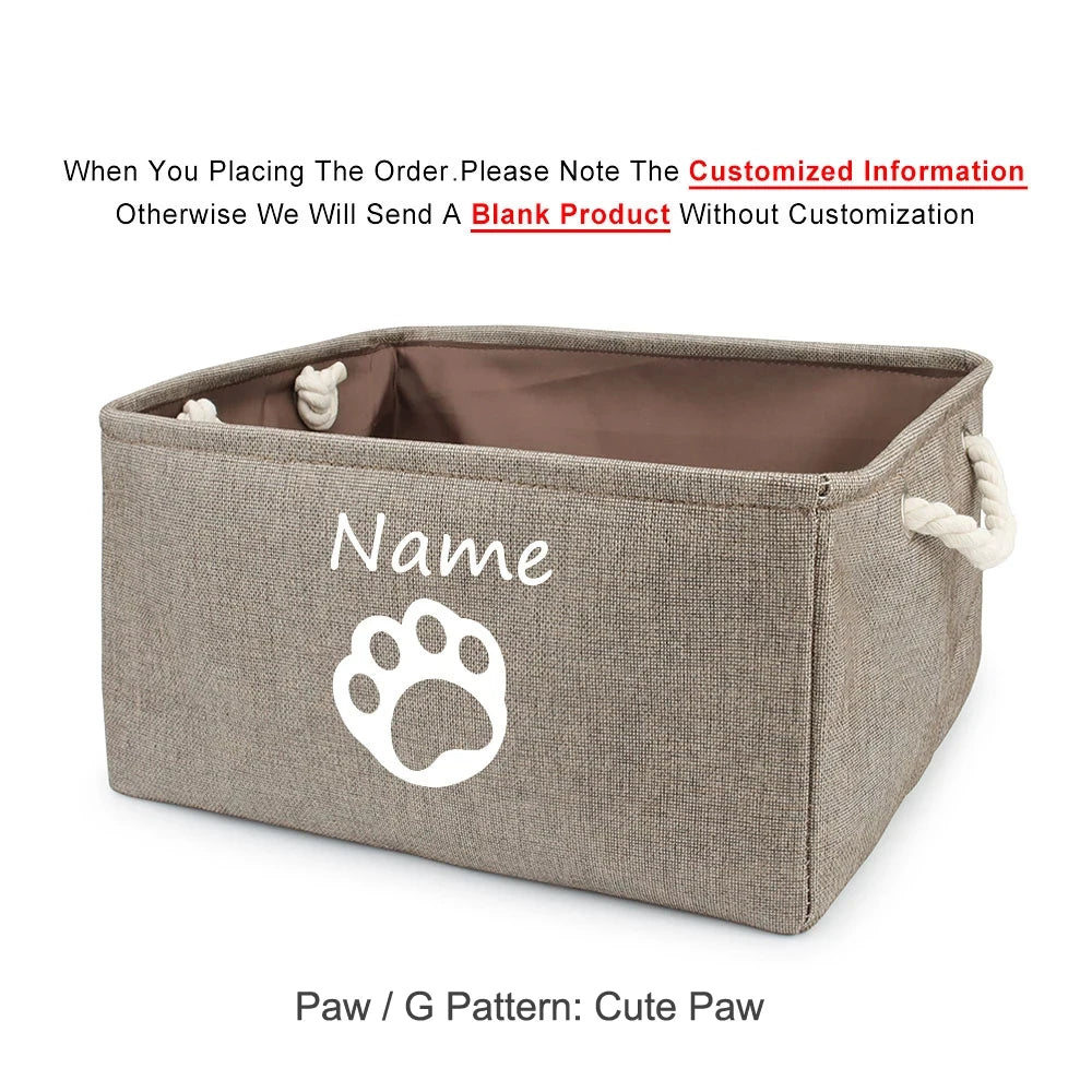 Basket Toys Dog Paw Personalized Pet Toy Storage Box For Clothes Custom Cat Product With Name Dog