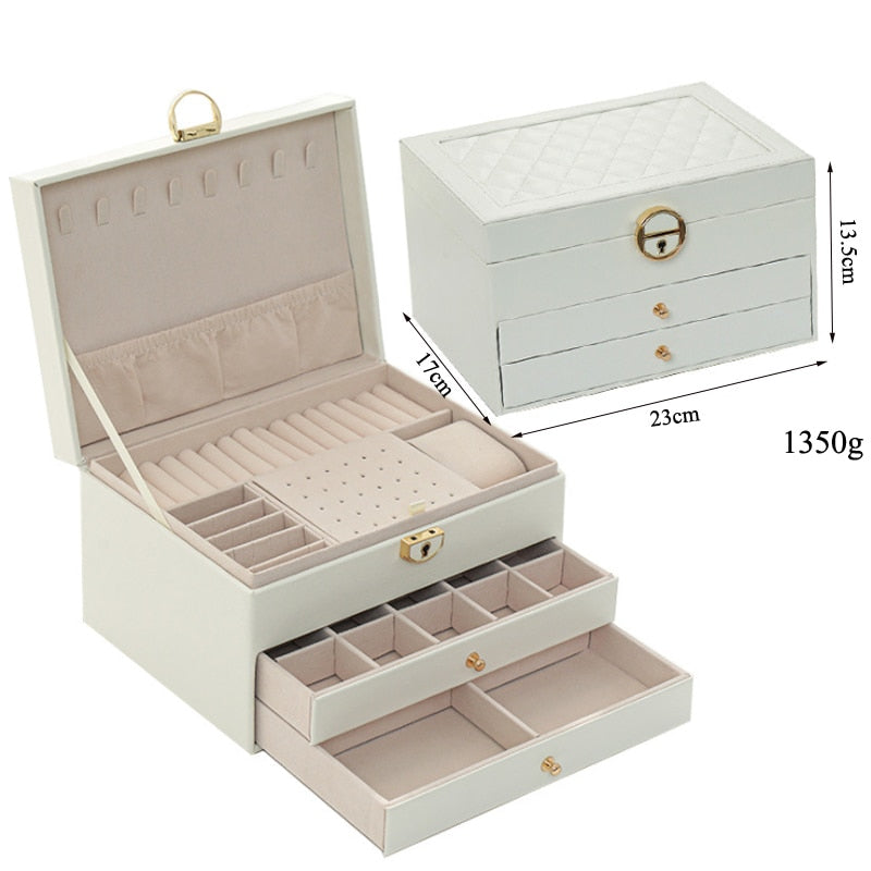 Size S/M/L Jewelry Organizer Display Travel Jewellery Case Boxes Travel Portable Jewelry Box PU Storage Organizer Earring Holder