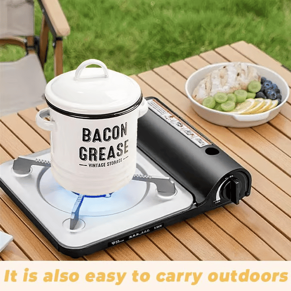 46-ounce bacon fat container, with strainer and food-grade silicone spatula