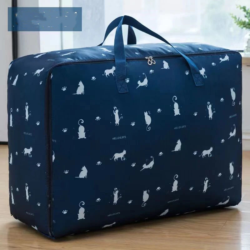 Waterproof Oxford Cloth Quilt Storage Bag Quilt Clothing Finishing Storage Bag Heavy Clothes Floral Storage Baggage Bag 70CM