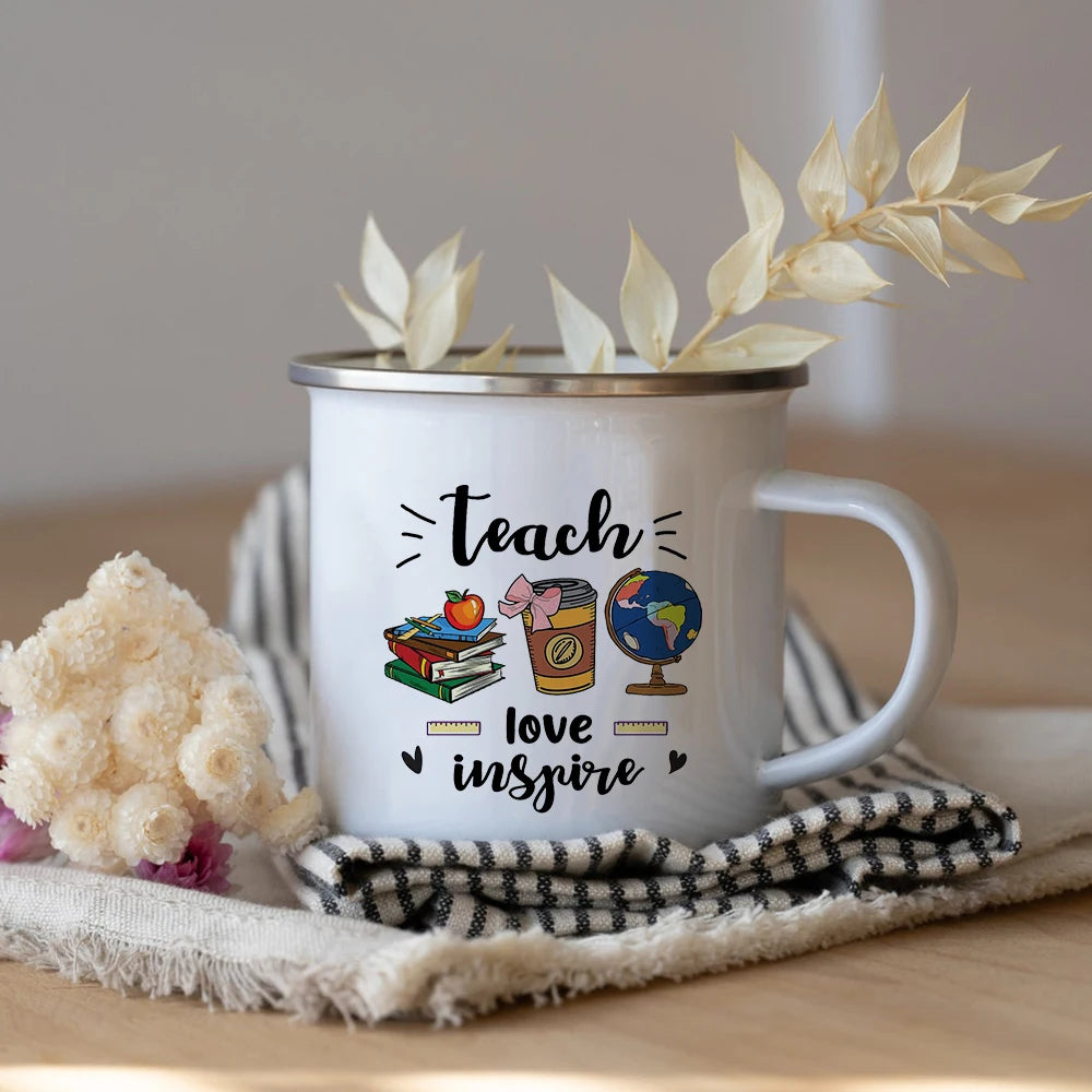 What's Your Superpower Teacher Coffee Tea Mug Cup Teacher Appreciation Gift Love Teach Inspire Teachers Enamel Mug