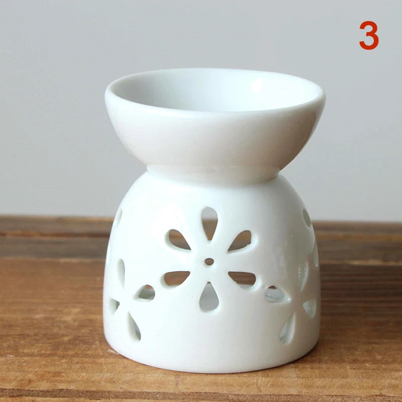 Ceramic Crafts Aroma Burner Handmade Hollow Flower Pattern Essential Oil Burner Candle Lamp Many Style HomeOffice Crafts Decor