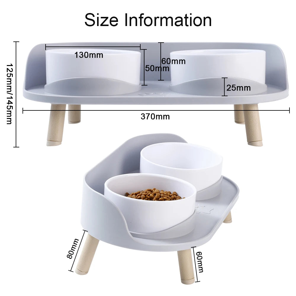 Cat Double Bowls Feeder Adjustable Height Pet Cats Drinker Water Bowl Elevated Feeding Kitten Supplies Food Feeders Dogs Dish