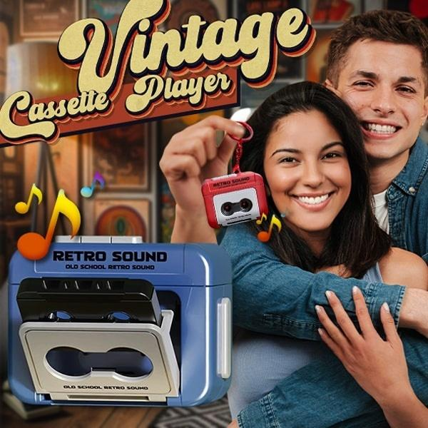 Classic Mini Retro Cassette Recorder Keychain