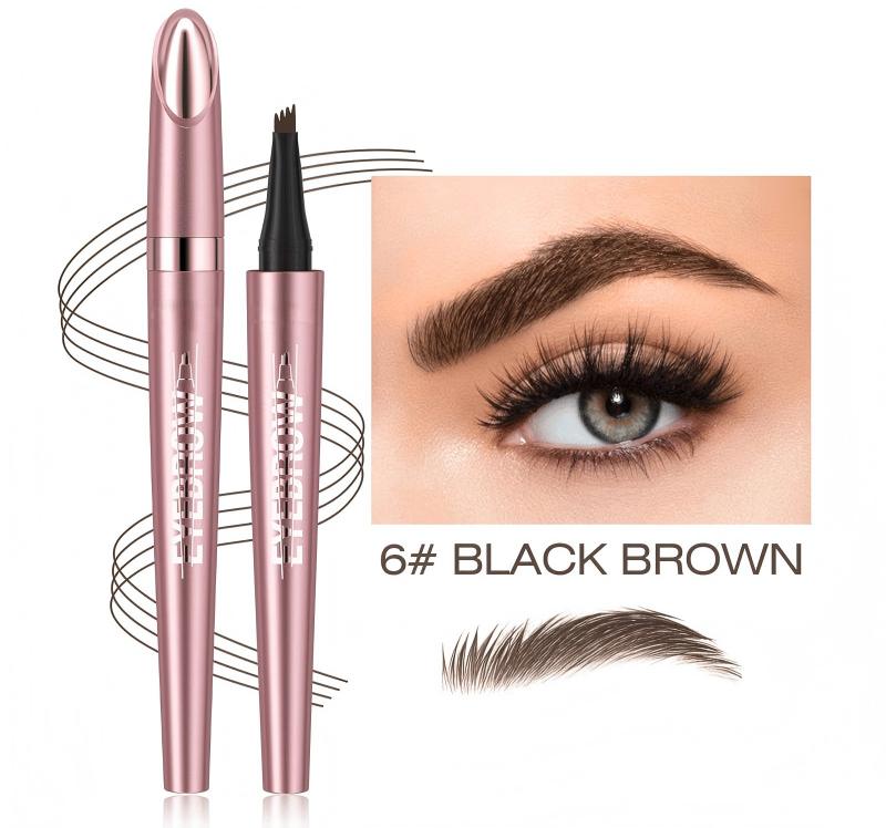 4-Tip Microblade Brow Pen - Waterproof Liquid Eyebrow Pencil for Natural Hair-Like Strokes