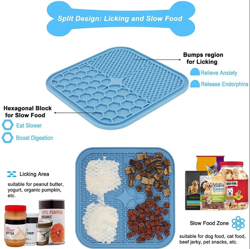 Mat for Pet Dogs Cats Slow Food Bowls Feeding Food Bowl Lick Pad Slow Feeders Puppy Bathing Distraction Pads Silicone Dispenser