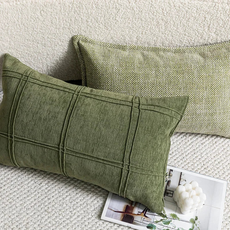 Nordic Green Light Luxury Pillow Cover Decorative Modern Minimalism Pillow Cases Home Living Room Sofa  Bedhead Cushion Covers