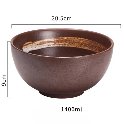 Japanese Classical Ceramic Bowls Tableware Kitchen Soup Noodle Rice Bowl Big Ramen Bowl  Spoon and Teacup