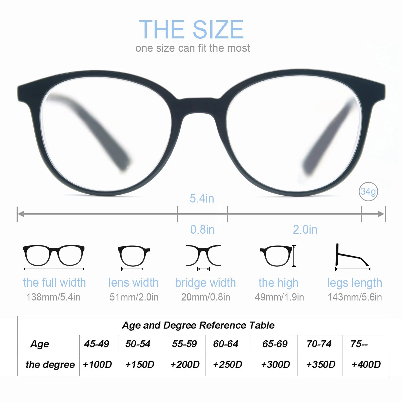 MODFANS Oversized Classic Round Reading Glasses men Retro Eyeglasses Frame Women Flexble Spring Hinge Comfort Wear Amplifier