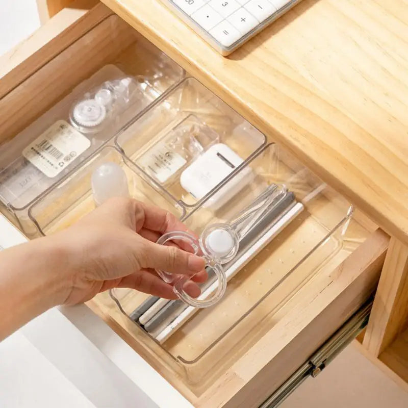 PET Clear Transparent Storage Drawer Containers Refrigerator Organizer Desktop Cosmetic Storage Boxes Decoration Organizer