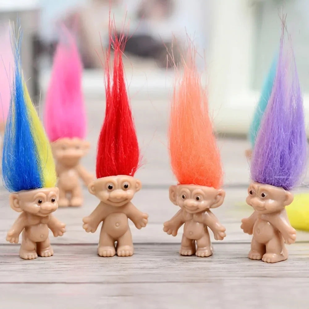 5Pcs/lot Funny Trolls Dolls Anime Action Figure Colorful Hair Family Members Models Kids Toys for Children Gift Nostalgic Adult